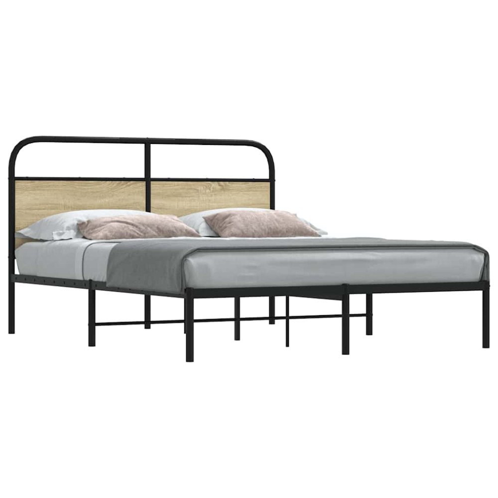 vidaXL Sängram utan madrass sonoma-ek 150x200 cm konstruerad trä