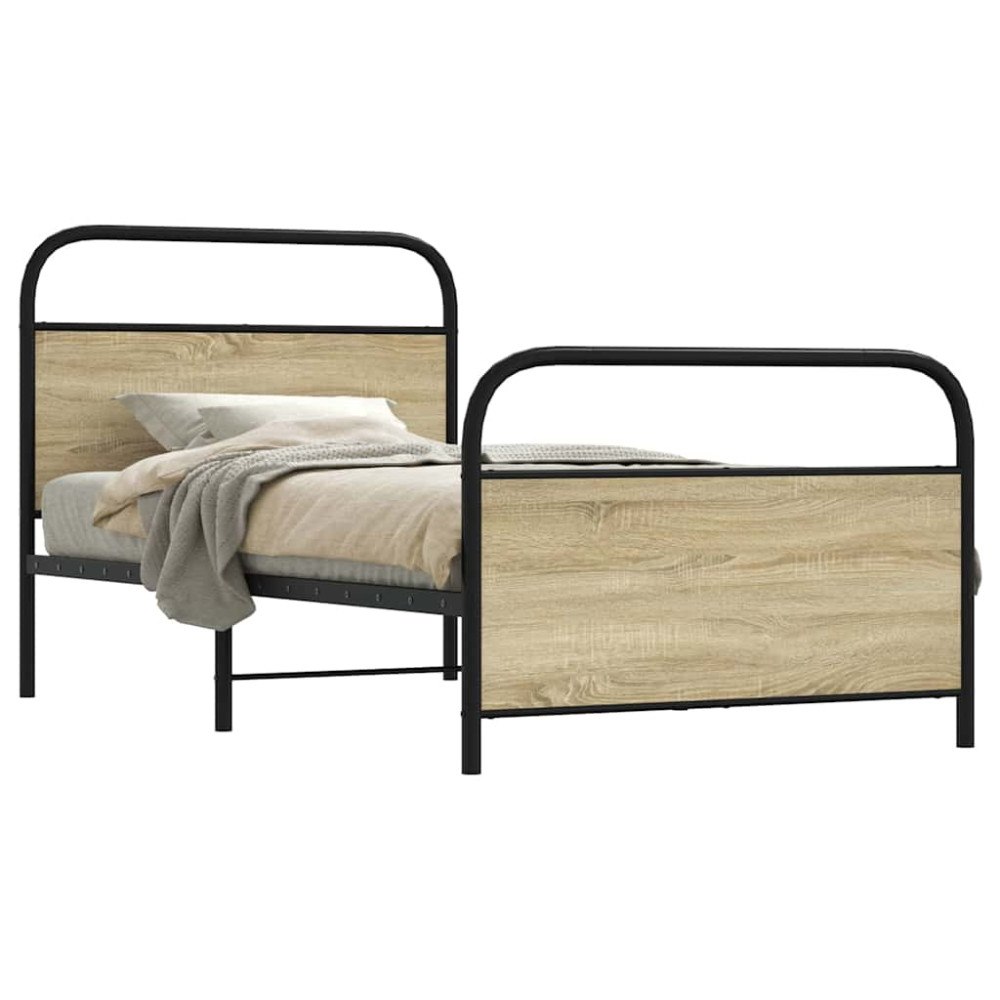 vidaXL Sängram utan madrass sonoma-ek 90x200 cm konstruerad trä