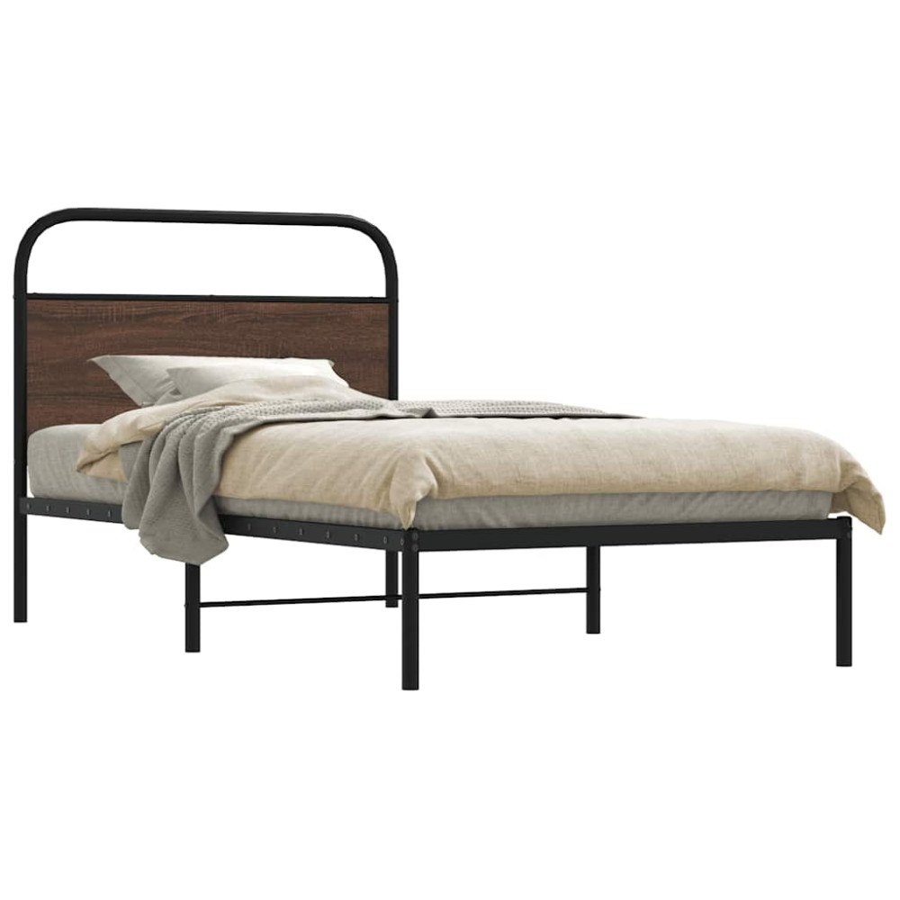 vidaXL Sängram utan madrass brun ek 90x190 cm konstruerad trä