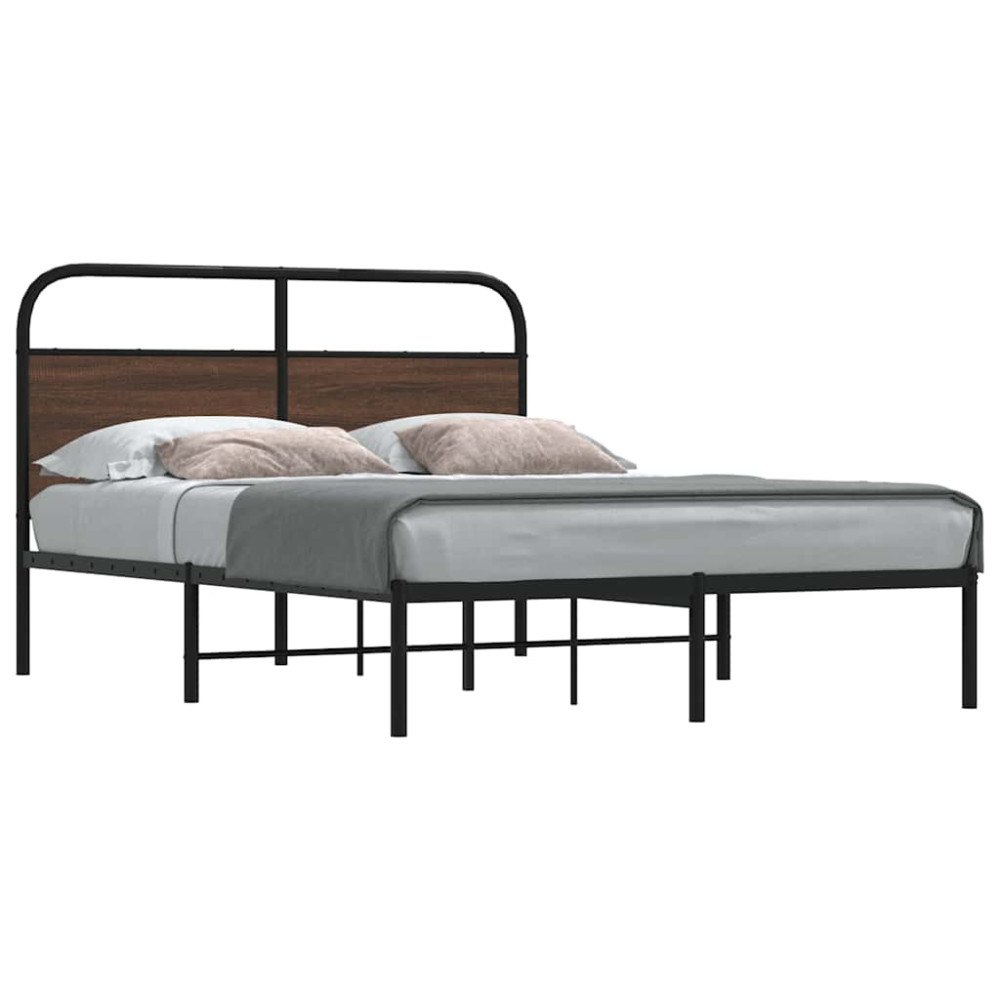 vidaXL Sängram utan madrass brun ek 120x190 cm konstruerad trä