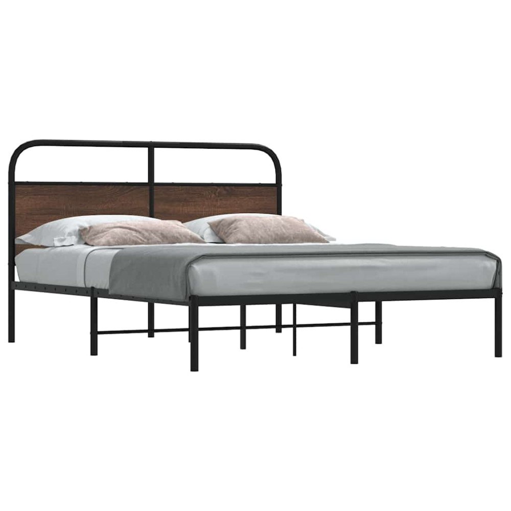 vidaXL Sängram utan madrass brun ek 150x200 cm konstruerad trä