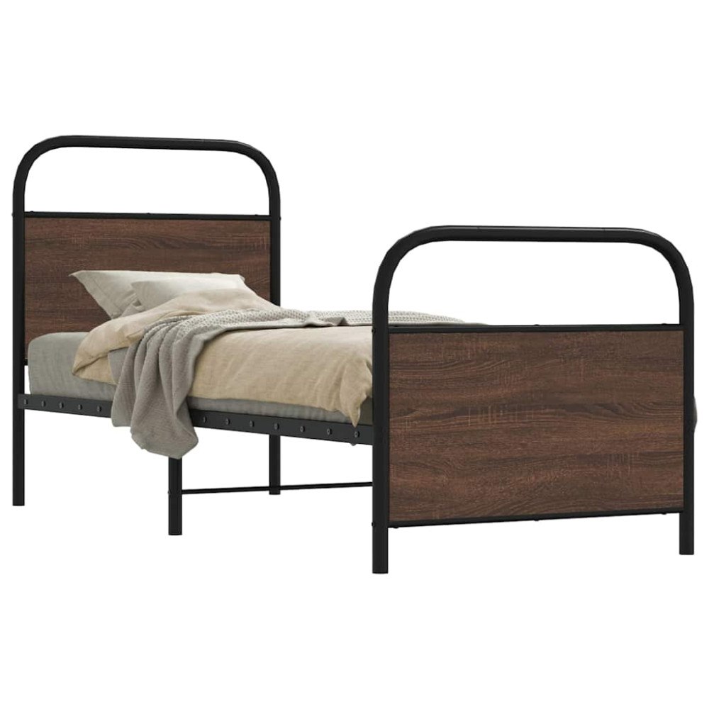 vidaXL Sängram utan madrass brun ek 75x190 cm konstruerad trä