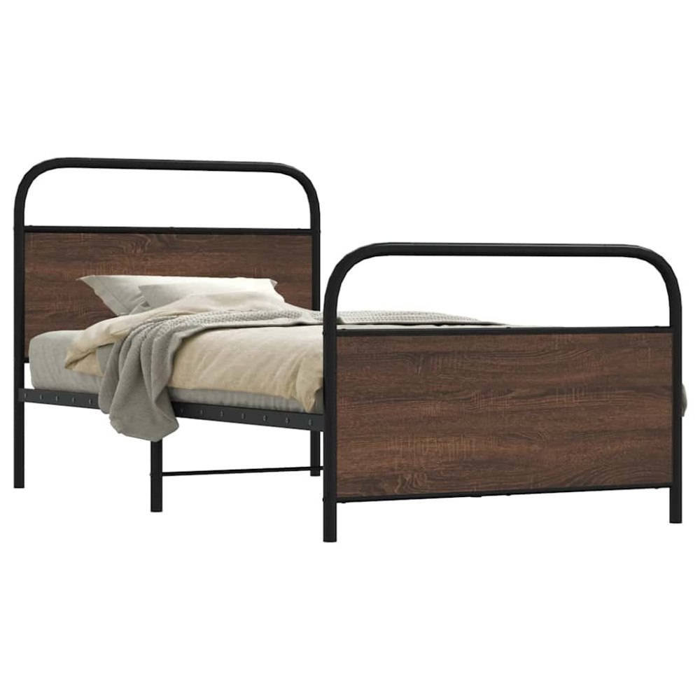 vidaXL Sängram utan madrass brun ek 90x190 cm konstruerad trä