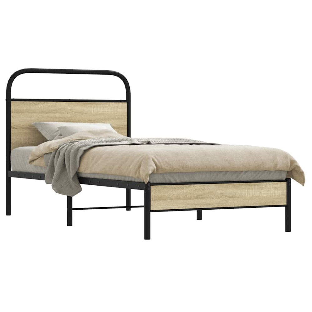 vidaXL Sängram utan madrass sonoma-ek 75x190 cm konstruerad trä