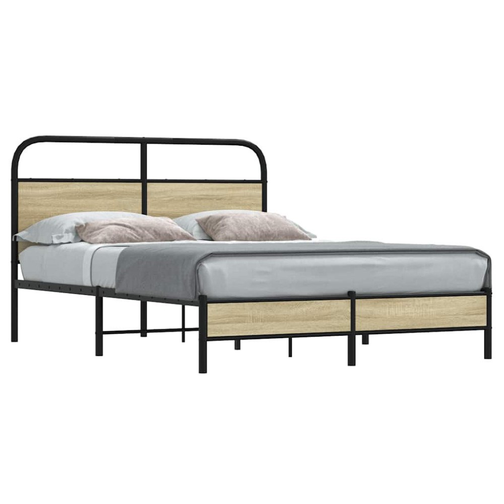 vidaXL Sängram utan madrass sonoma-ek 120x190 cm konstruerad trä