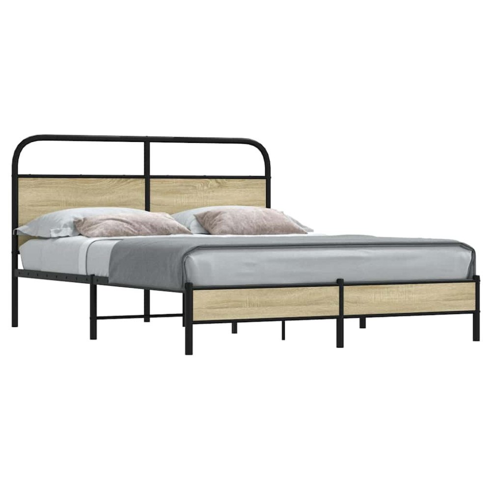 vidaXL Sängram utan madrass sonoma-ek 160x200 cm konstruerad trä