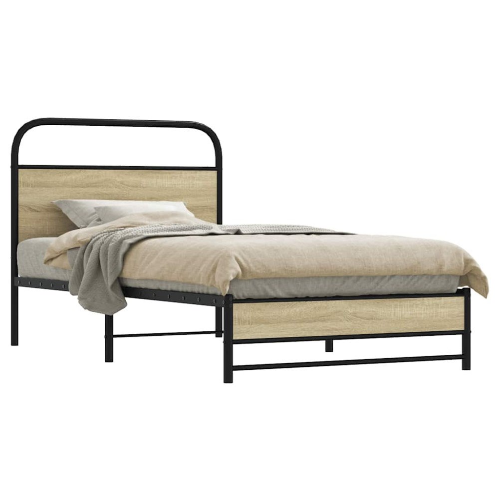vidaXL Sängram utan madrass sonoma-ek 100x200 cm konstruerad trä