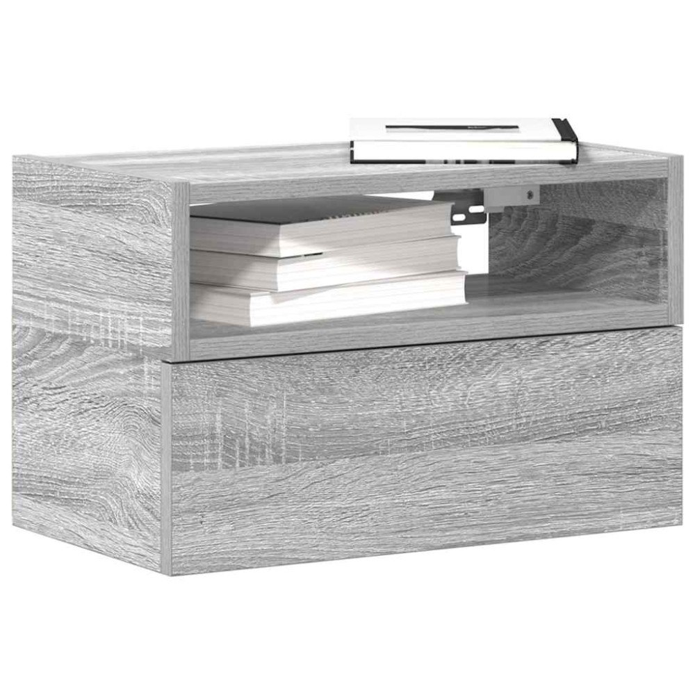vidaXL Väggmonterat sängbord grå sonoma 45x26x28,5 cm