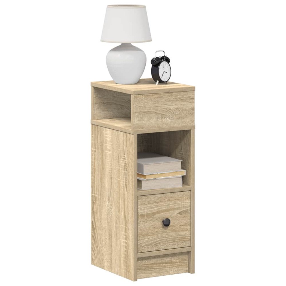 vidaXL Sängbord med låda sonoma-ek 25x31x66 cm