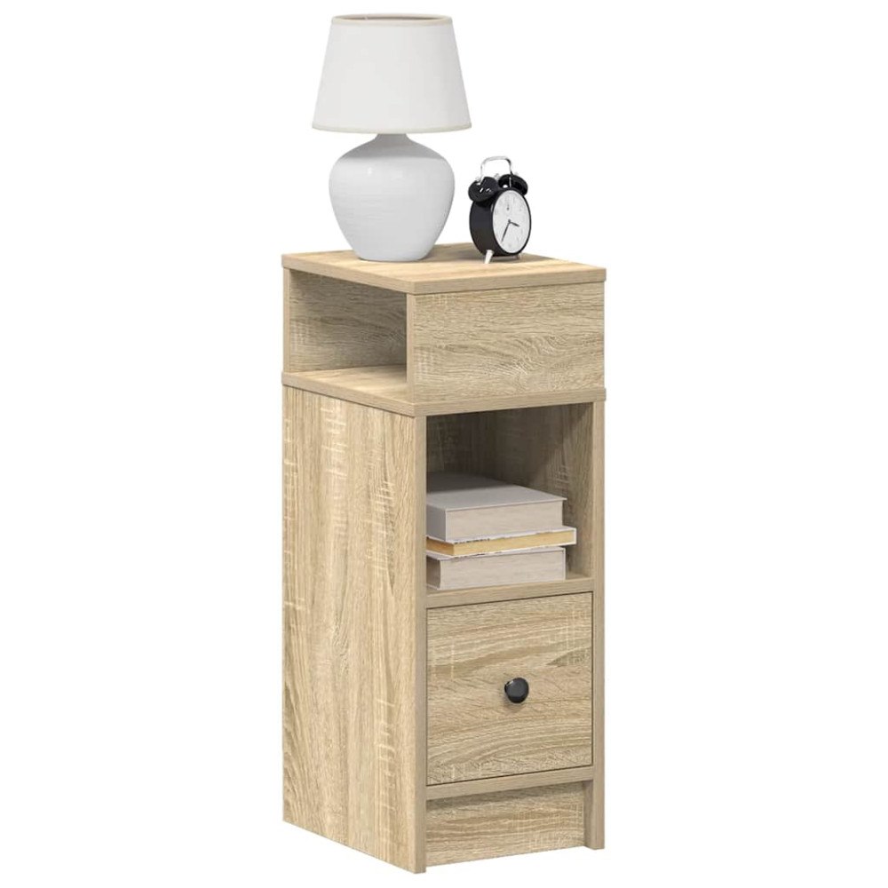 vidaXL Sängbord 2 st med låda sonoma-ek 25x31x66 cm