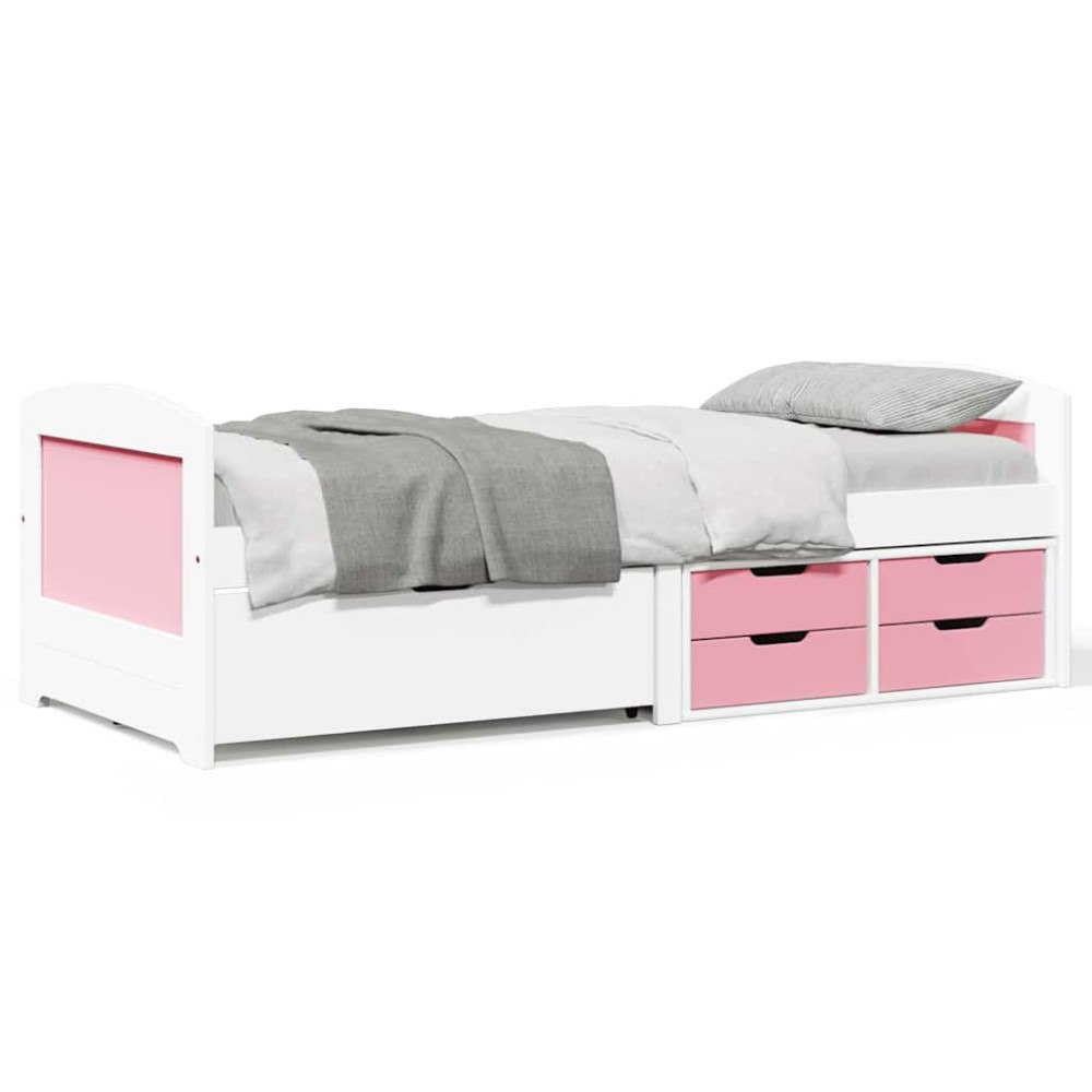 vidaXL Dagbädd med 5 lådor utan madrass IRUN vit&rosa 90x200 cm