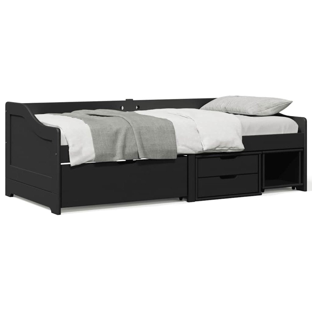 vidaXL Dagbädd med 3 lådor utan madrass IRUN svart 90x200 cm