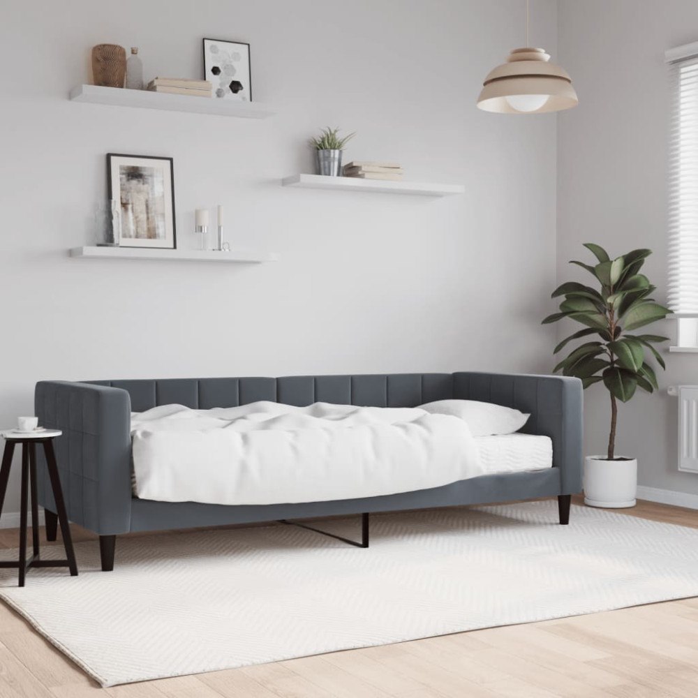 vidaXL Dagbädd med madrass mörkgrå 80x200 cm sammet