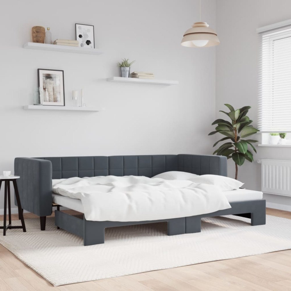 vidaXL Dagbädd utdragbar mörkgrå 80x200 cm sammet