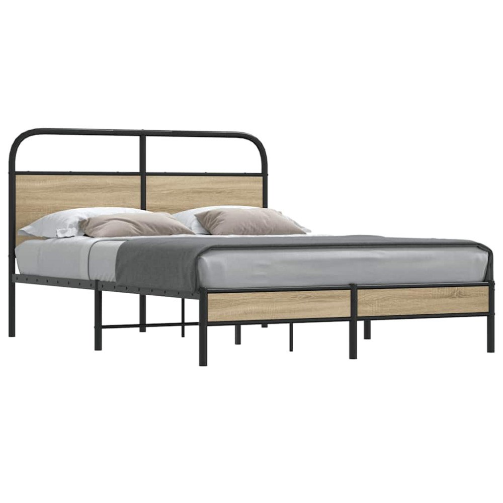 vidaXL Sängram utan madrass rökfärgad ek 120x200 cm konstruerad trä