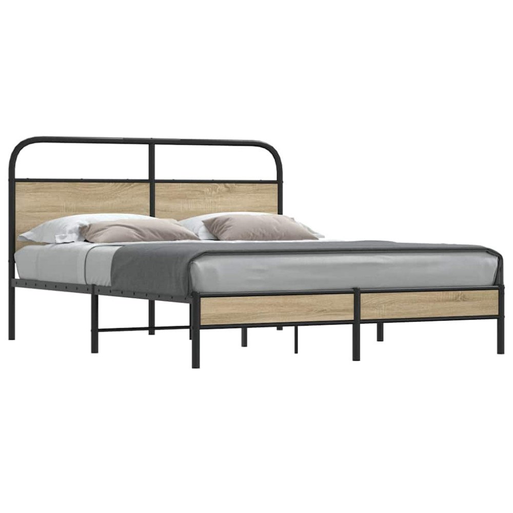 vidaXL Sängram utan madrass rökfärgad ek 160x200 cm konstruerad trä