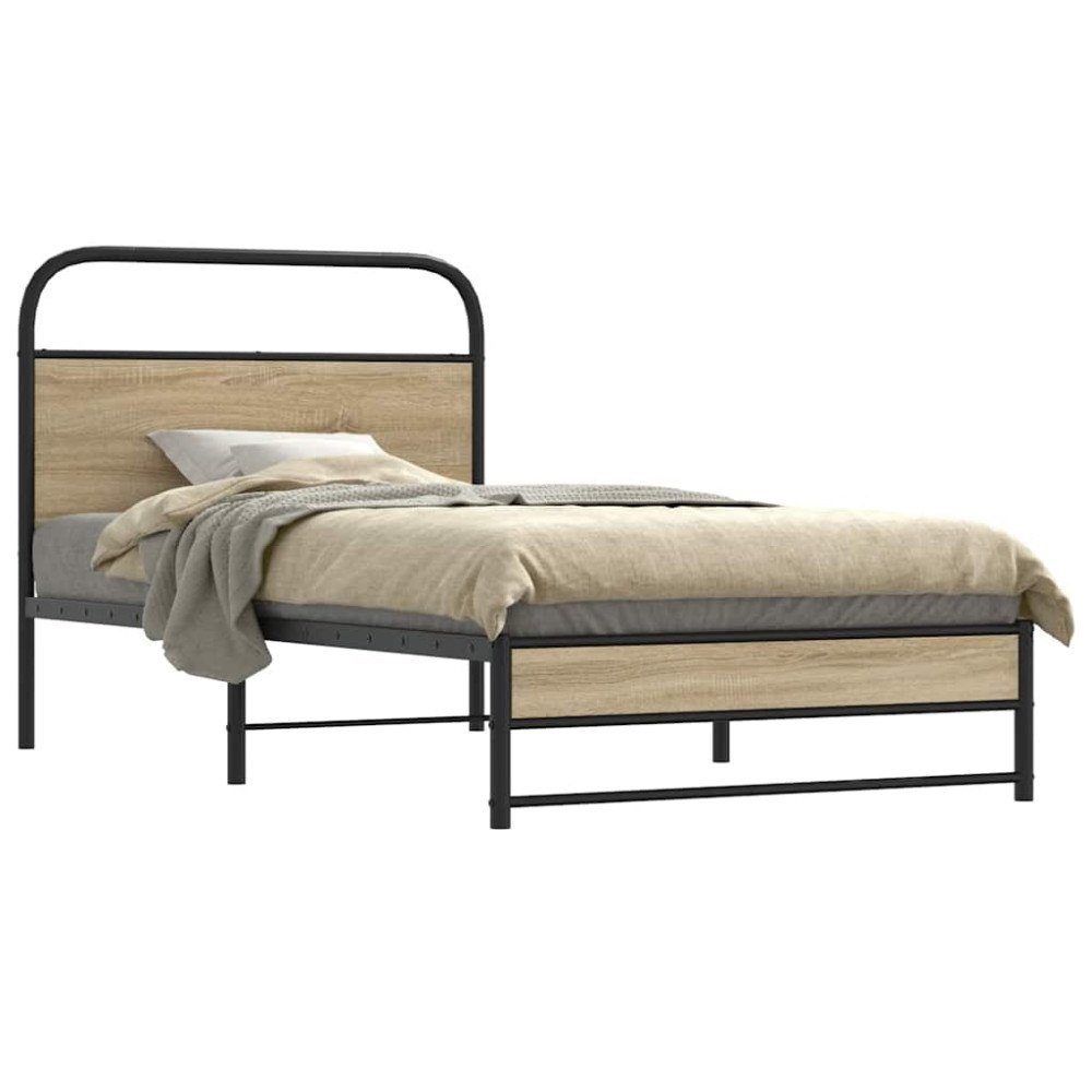 vidaXL Sängram utan madrass rökfärgad ek 90x190 cm konstruerad trä