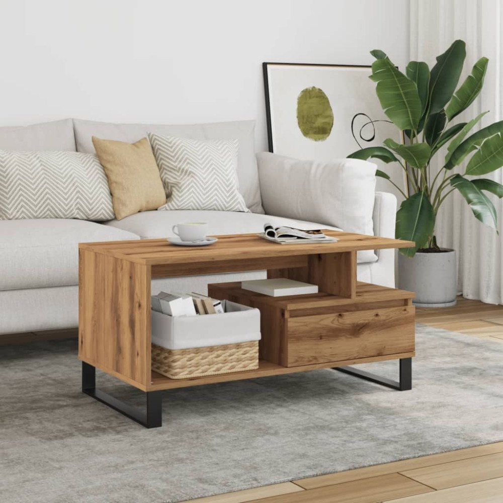 vidaXL Soffbord artisan ek 90x49x45 cm konstruerat trä