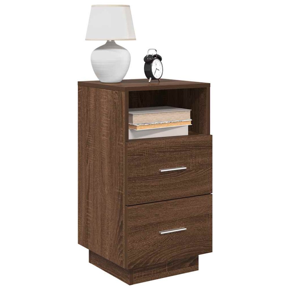 vidaXL Sängbord 2 st med 2 lådor brun ek 36x36x68 cm