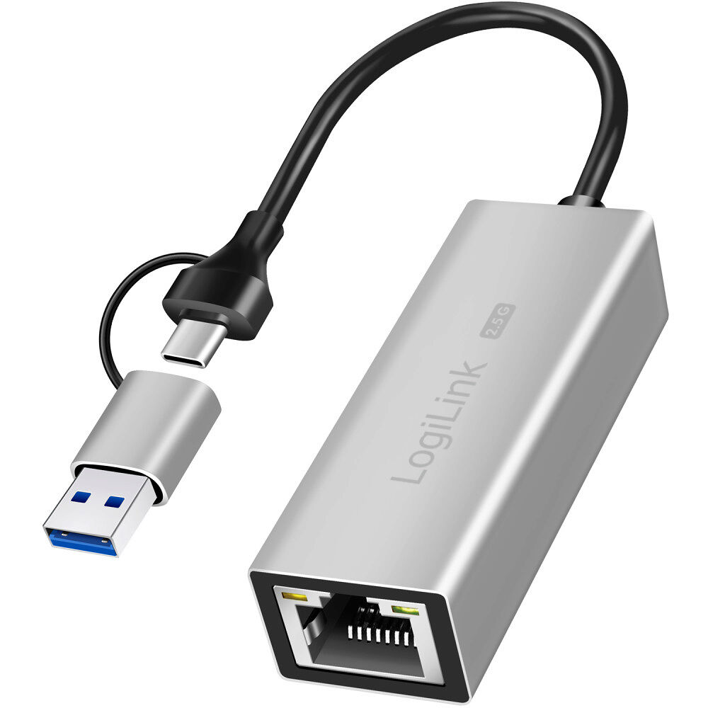 LogiLink USB-A/USB-C -> 2,5 Gigabit Nätverksadapter RJ45