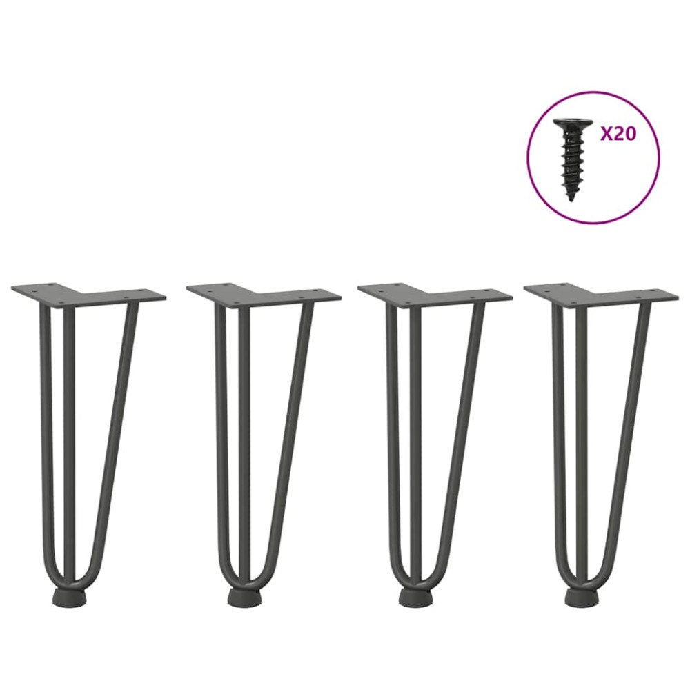 vidaXL Hårnålsben för soffbord 4 st antracit 30 cm massivt stål