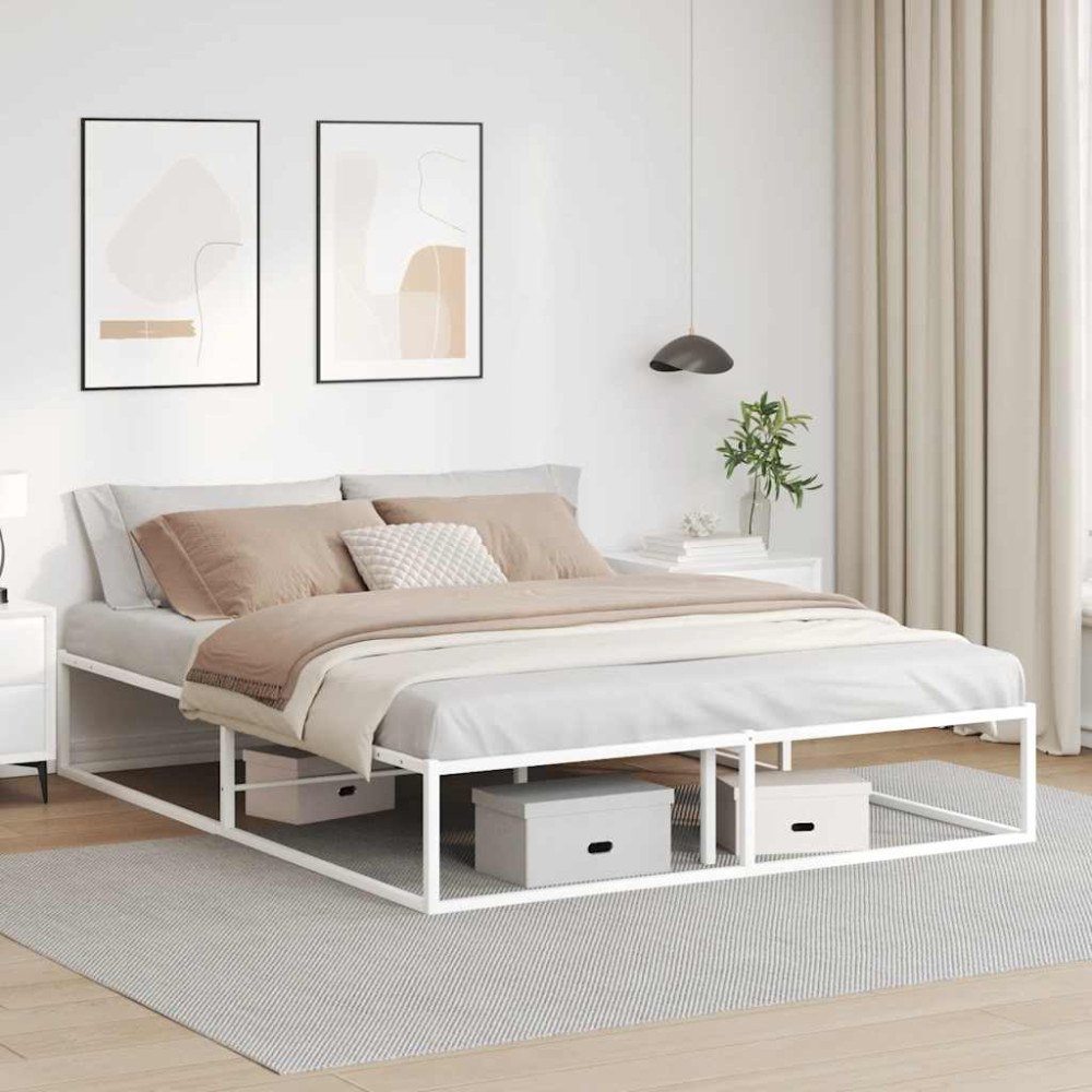 vidaXL Sängram utan madrass vit 160x200 cm metall