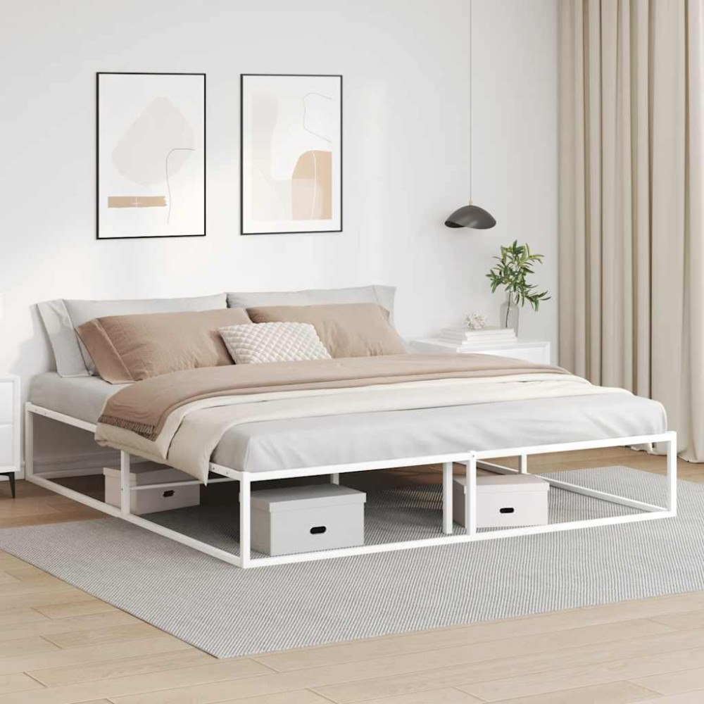 vidaXL Sängram utan madrass vit 180x200 cm metall