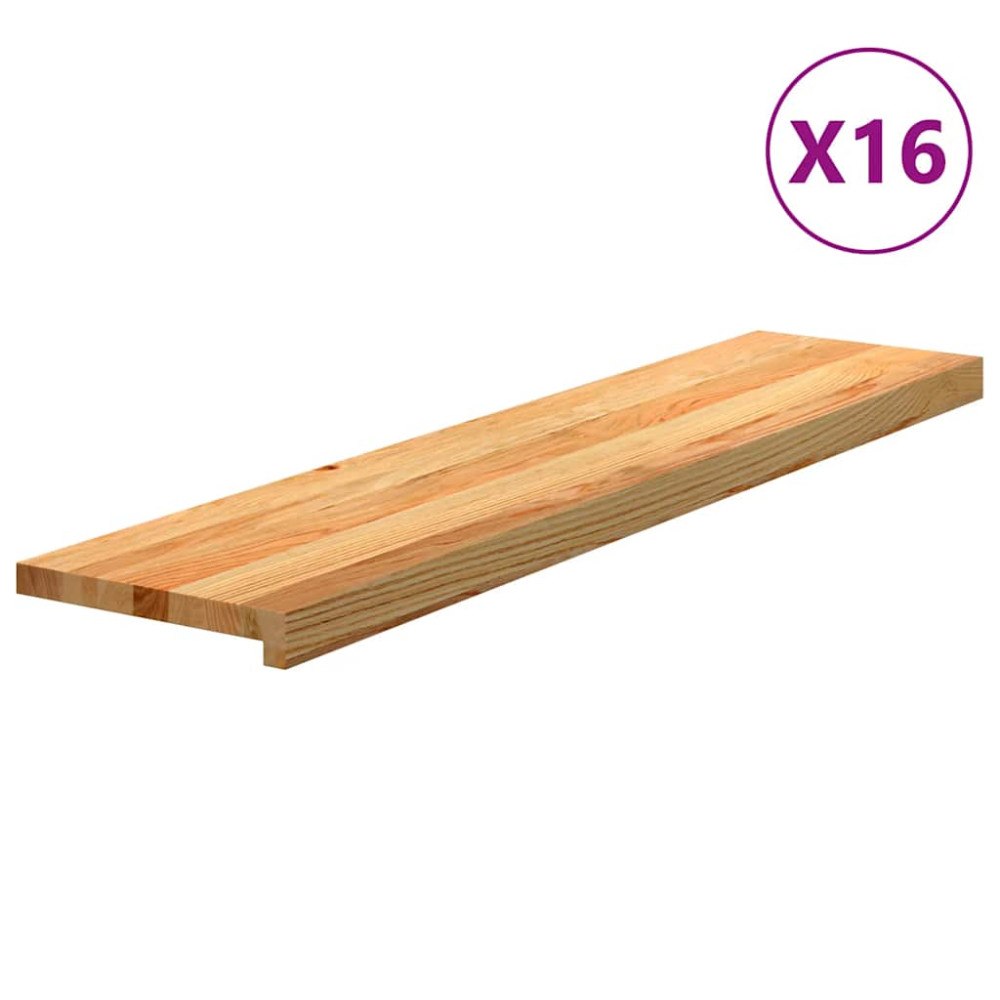 vidaXL Trappstegsmattor 16 pcs ljusbrun 110x25x2 cm massiv ek
