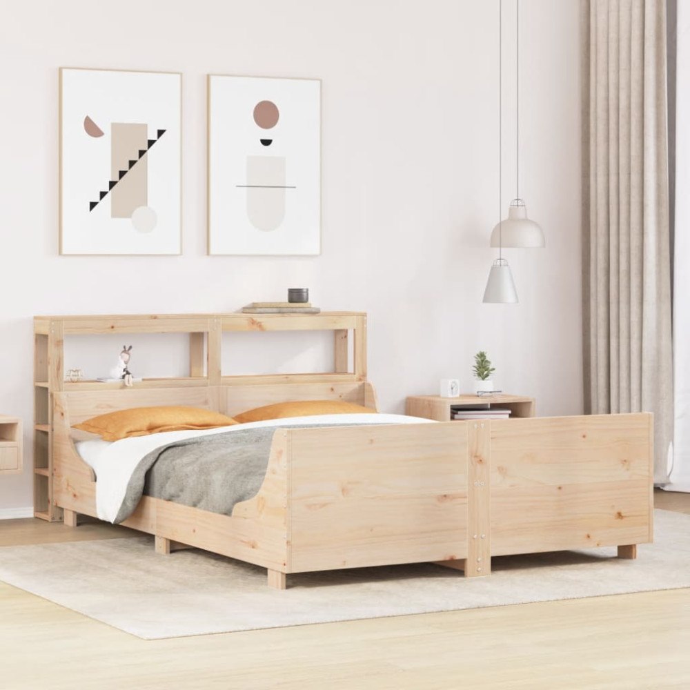 vidaXL Sängram utan madrass 140x190 cm massiv furu