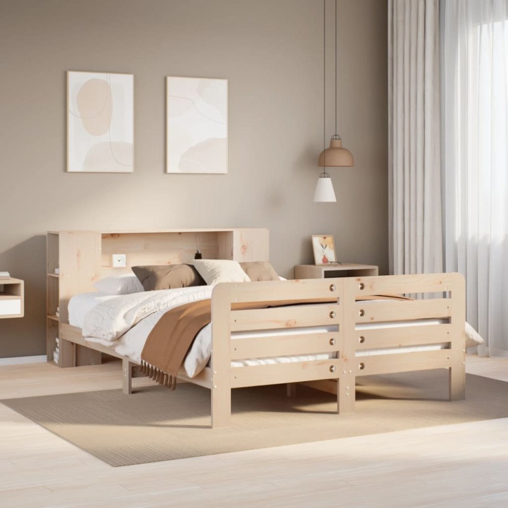 vidaXL Sängram utan madrass 135x190 cm massiv furu