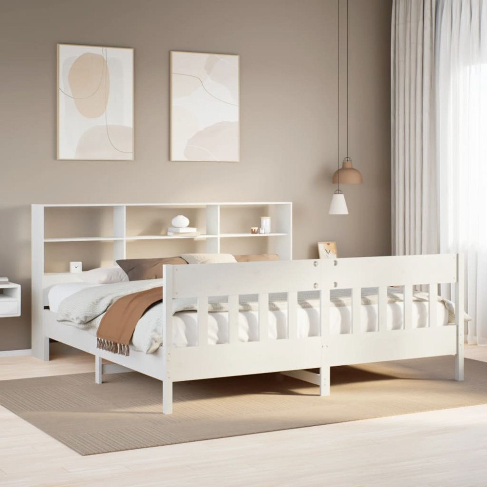 vidaXL Sängram utan madrass vit 180x200 cm massiv furu