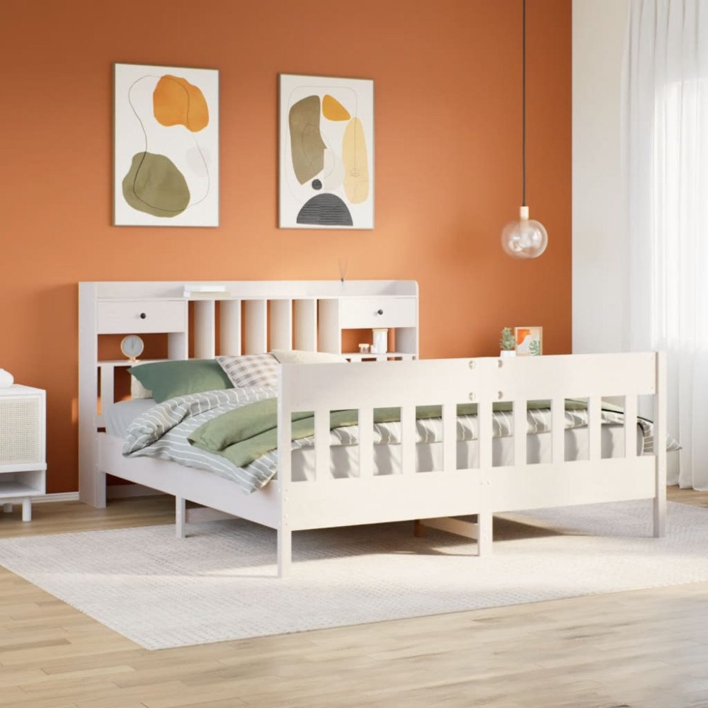 vidaXL Sängram utan madrass vit 180x200 cm massiv furu