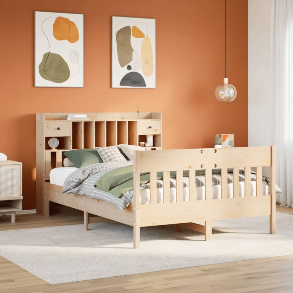 vidaXL Sängram utan madrass 140x200 cm massiv furu