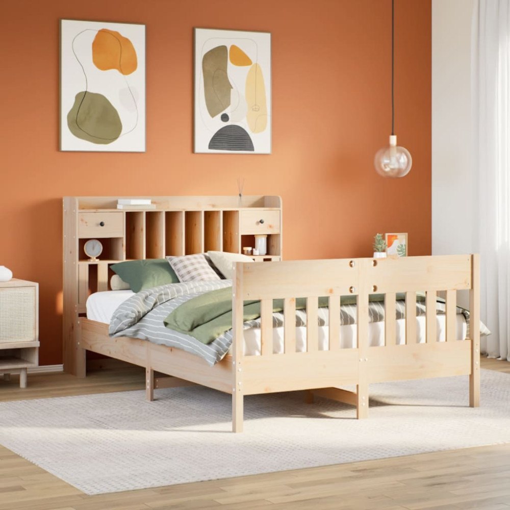 vidaXL Sängram utan madrass 140x190 cm massiv furu