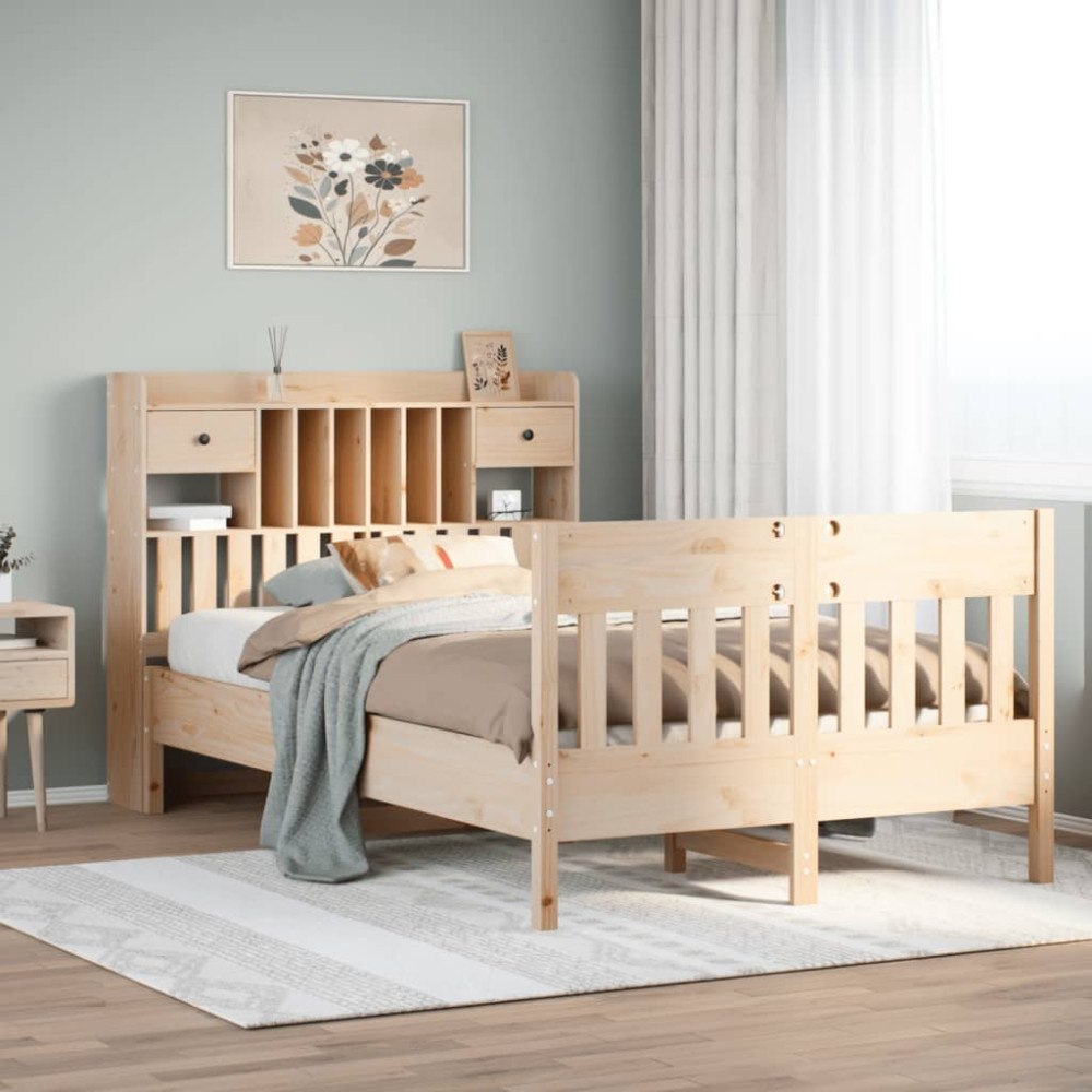vidaXL Sängram utan madrass 135x190 cm massiv furu