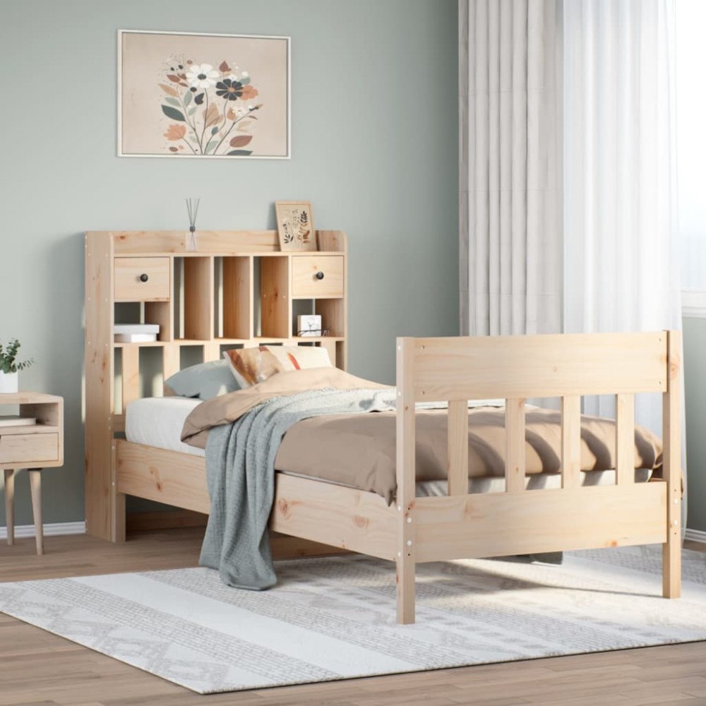 vidaXL Sängram utan madrass 75x190 cm massiv furu