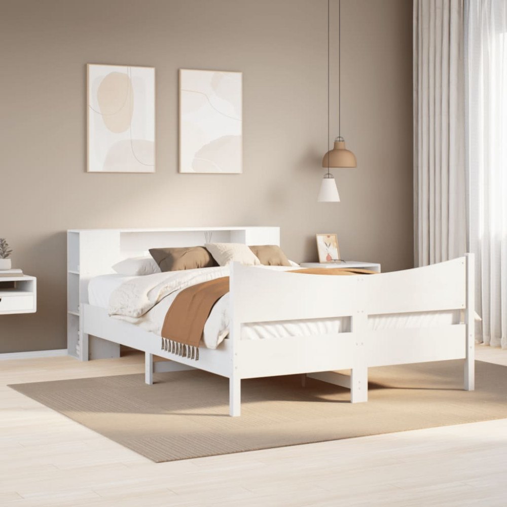 vidaXL Sängram utan madrass vit 160x200 cm massiv furu