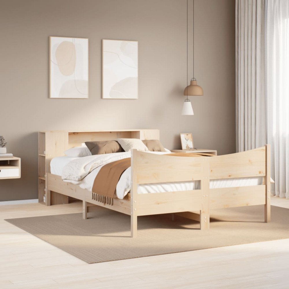 vidaXL Sängram utan madrass 135x190 cm massiv furu