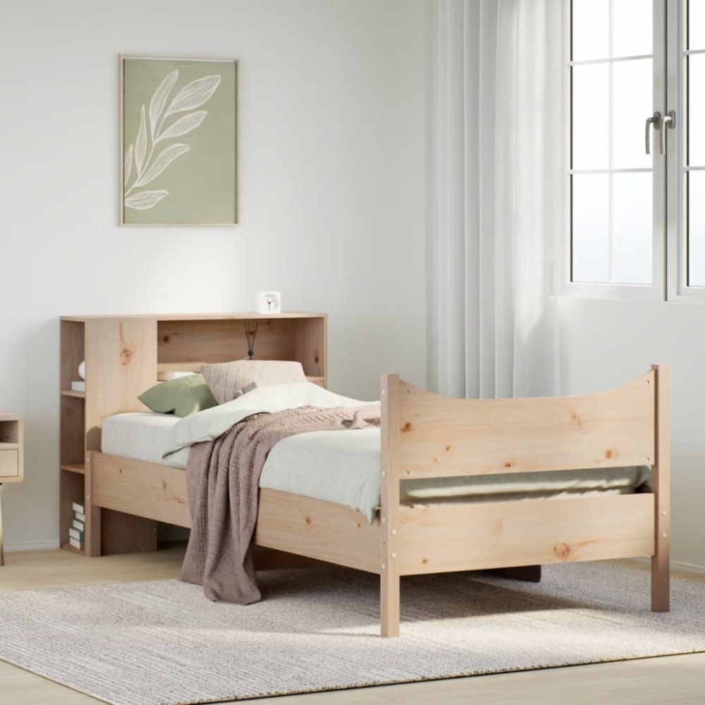vidaXL Sängram utan madrass 75x190 cm massiv furu