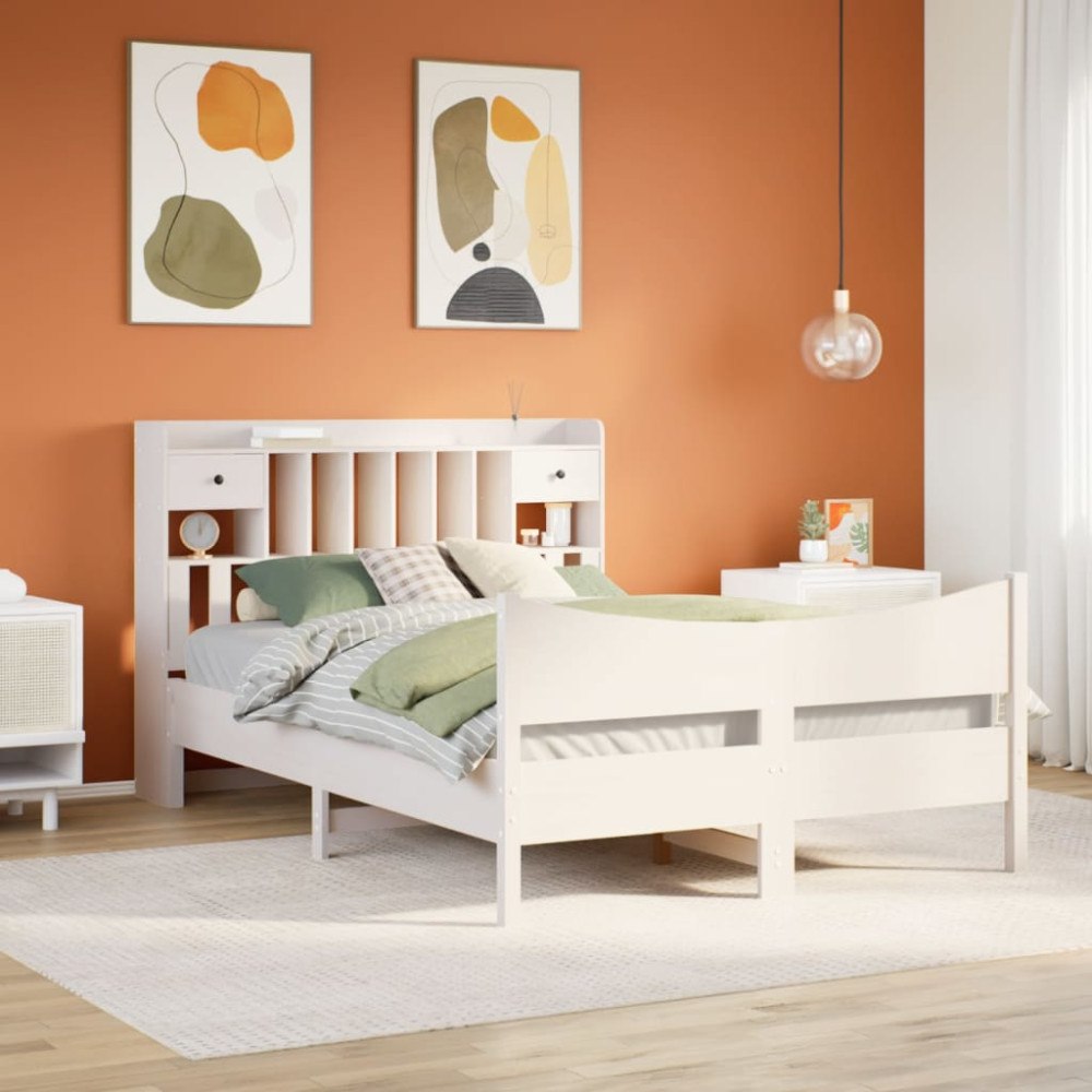 vidaXL Sängram utan madrass vit 160x200 cm massiv furu