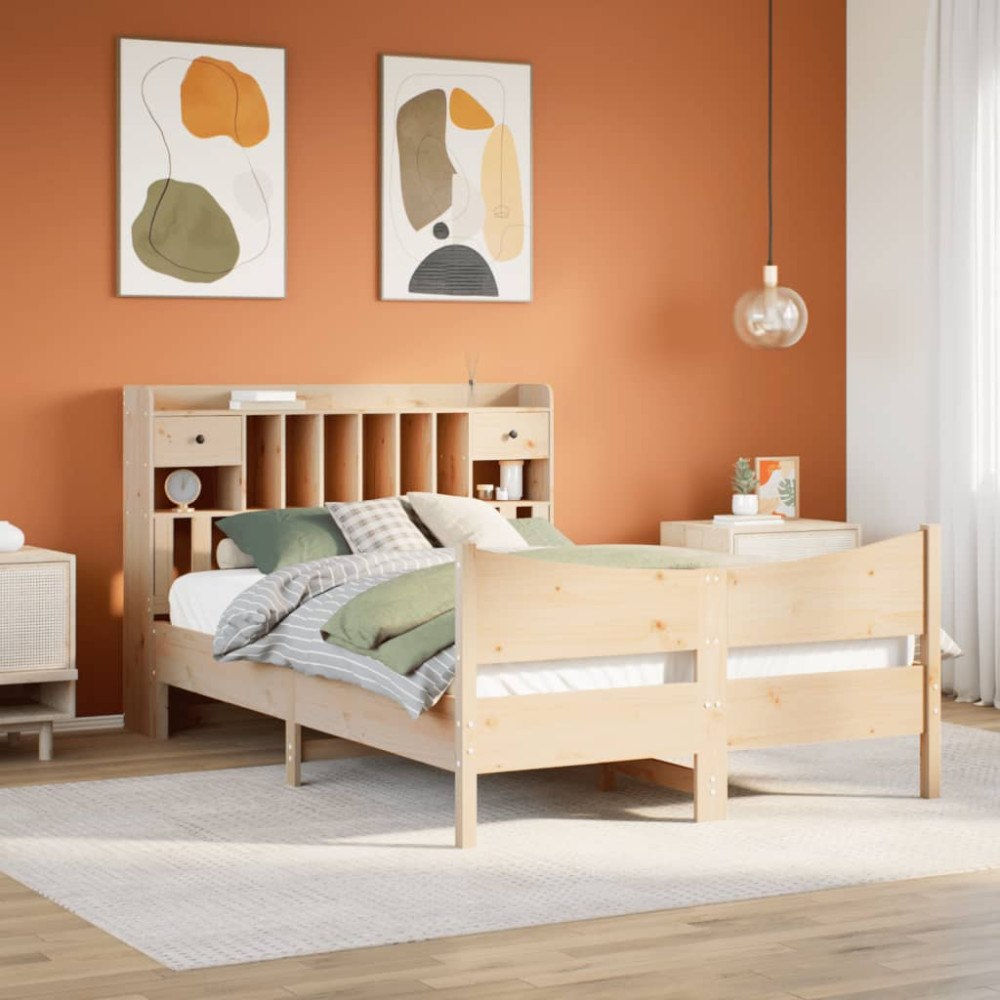 vidaXL Sängram utan madrass 140x190 cm massiv furu