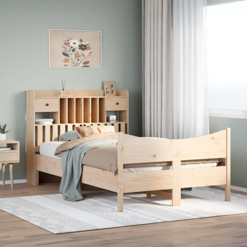 vidaXL Sängram utan madrass 135x190 cm massiv furu