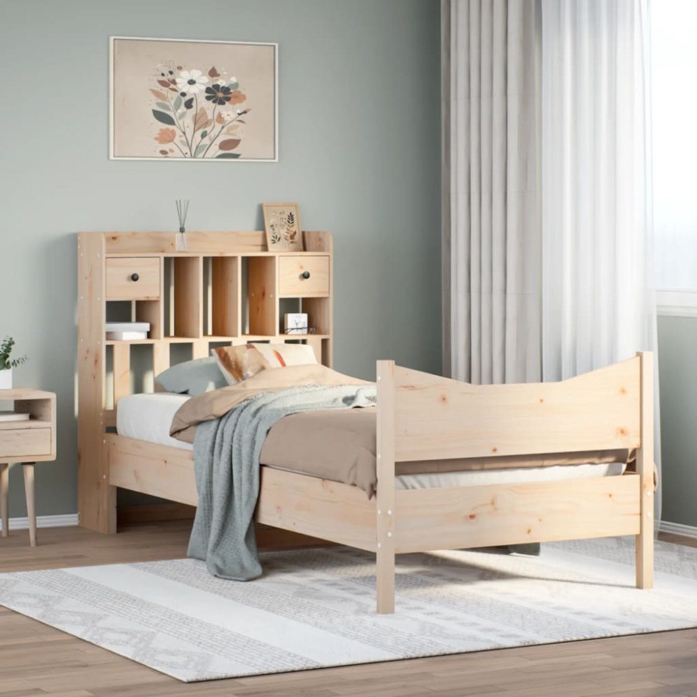 vidaXL Sängram utan madrass 75x190 cm massiv furu