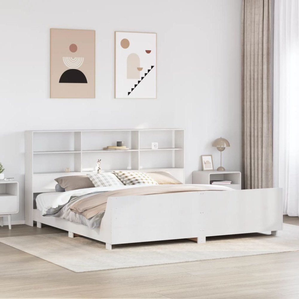 vidaXL Sängram utan madrass vit 180x200 cm massiv furu