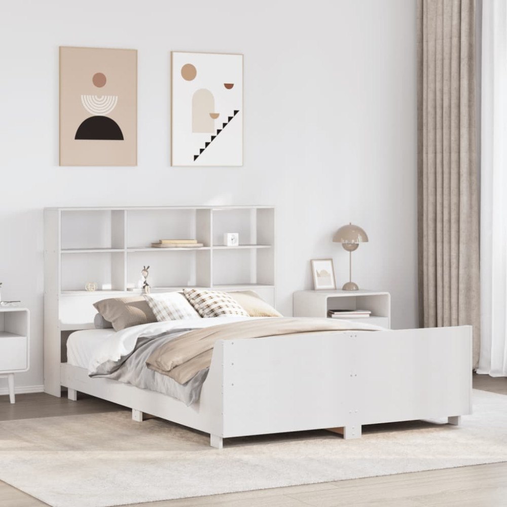 vidaXL Sängram utan madrass vit 160x200 cm massiv furu