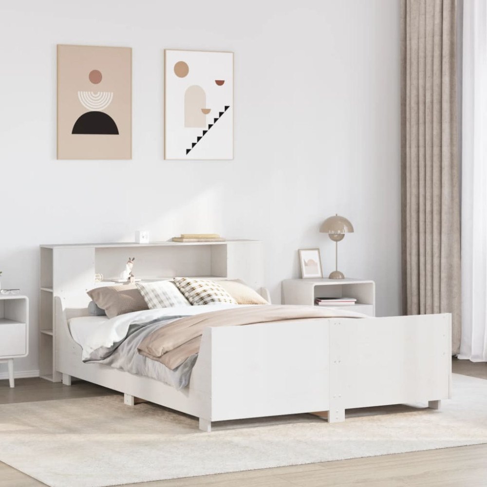 vidaXL Sängram utan madrass vit 120x200 cm massiv furu