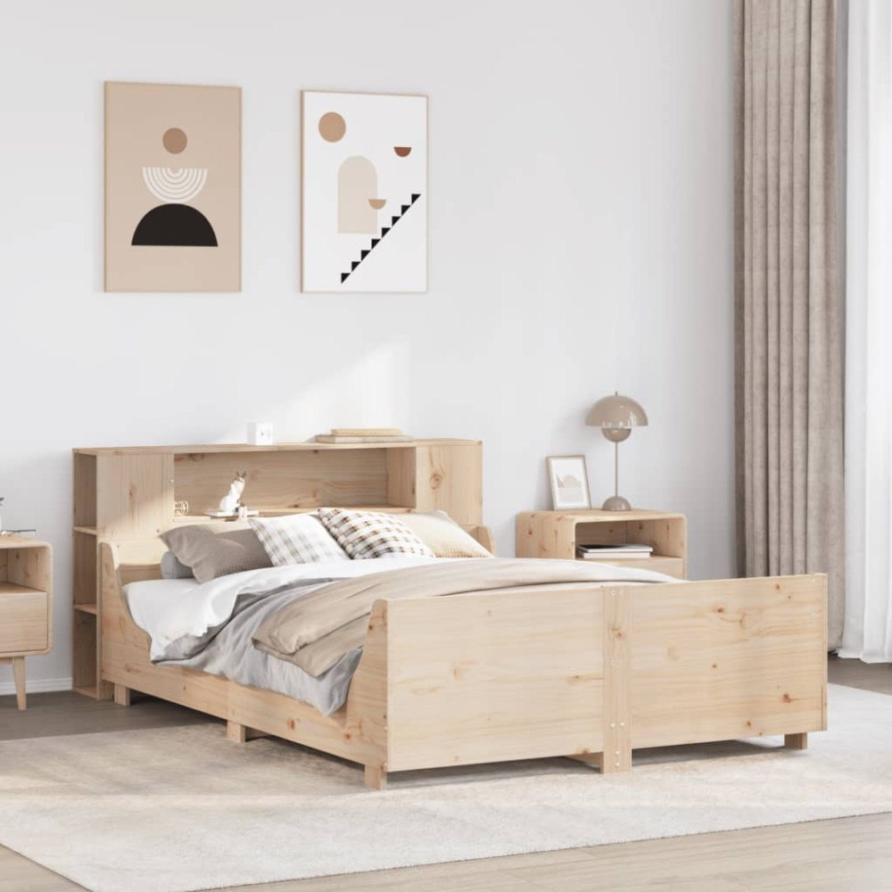 vidaXL Sängram utan madrass 135x190 cm massiv furu