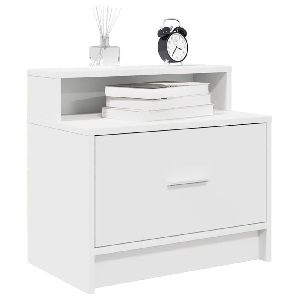 vidaXL Sängbord 2 st med låda vit 51x31x47 cm