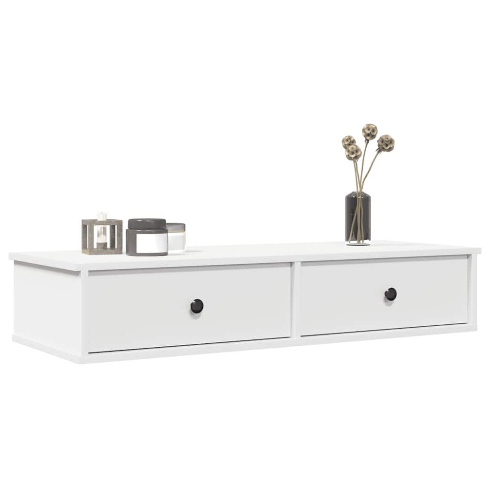 vidaXL Vägghylla med lådor vit 100x37,5x19 cm konstruerat trä