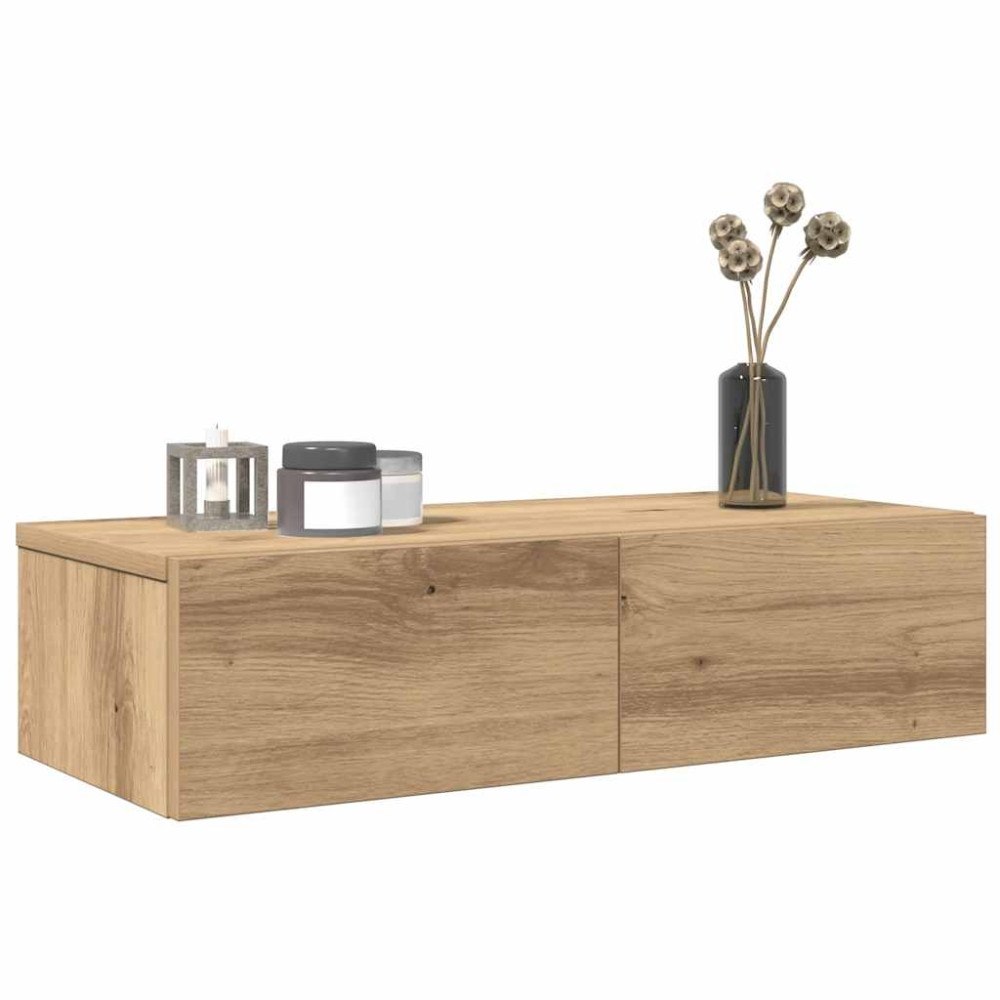 vidaXL Vägghylla med lådor ek 60x26,5x15 cm konstruerat trä